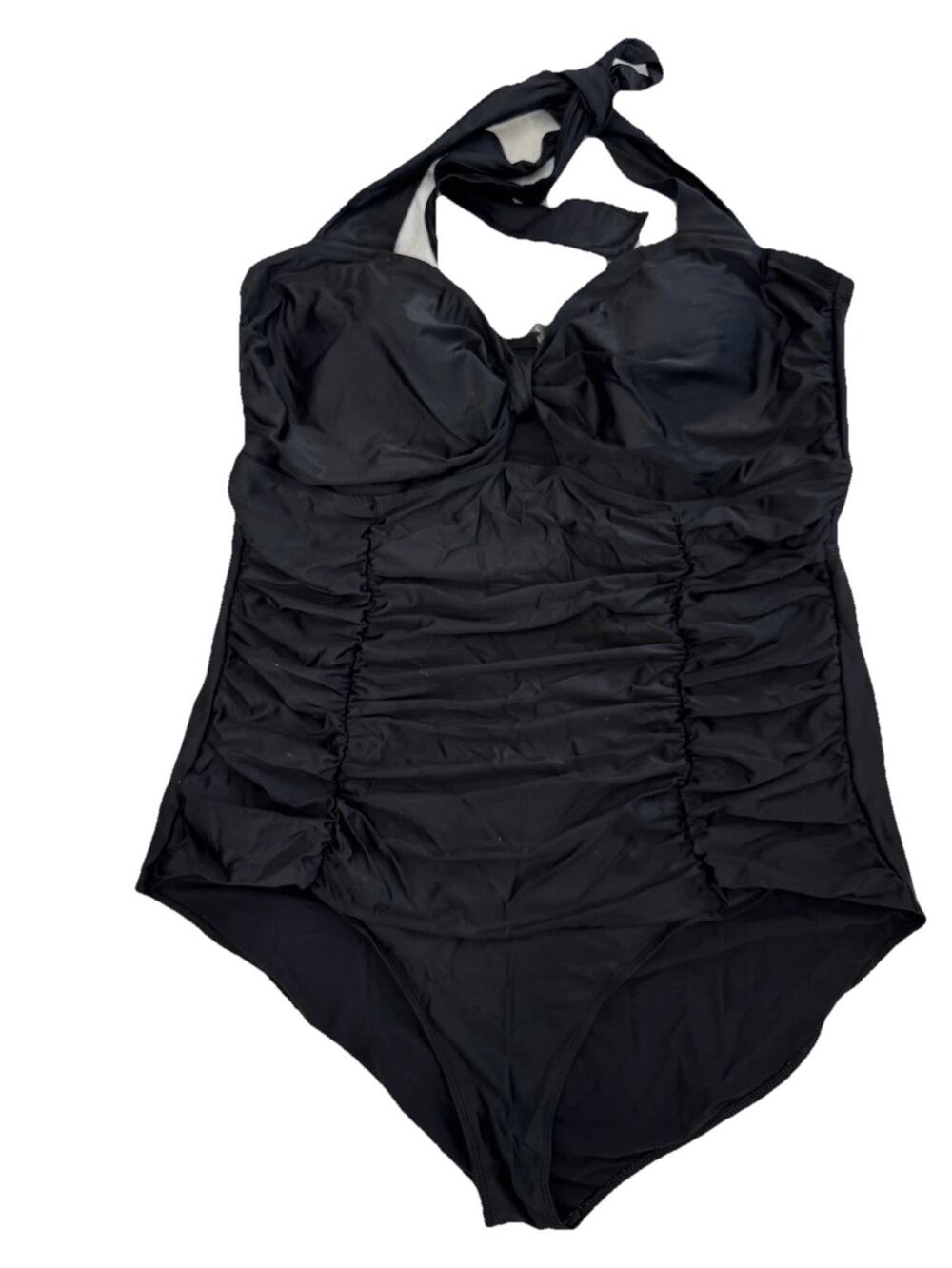 Torrid Black Solid Halter Strap One Piece Swimsuit Women’s Regular Size 4